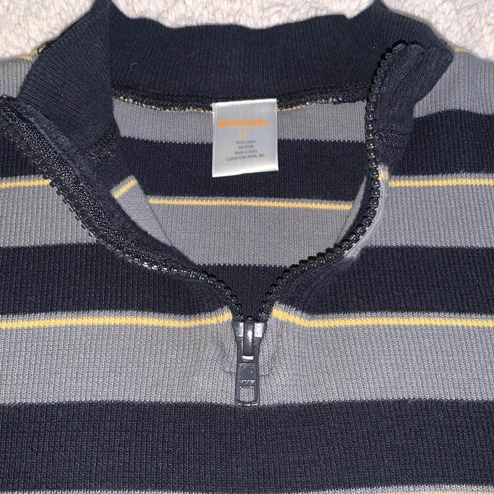 Gymboree Gray & Black Striped Sweater 3T EUC Quarter Zip Top